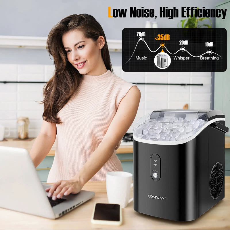 Nugget Countertop Ice Maker with Soft Chewable Pellet Ice-Black by DirectDeals