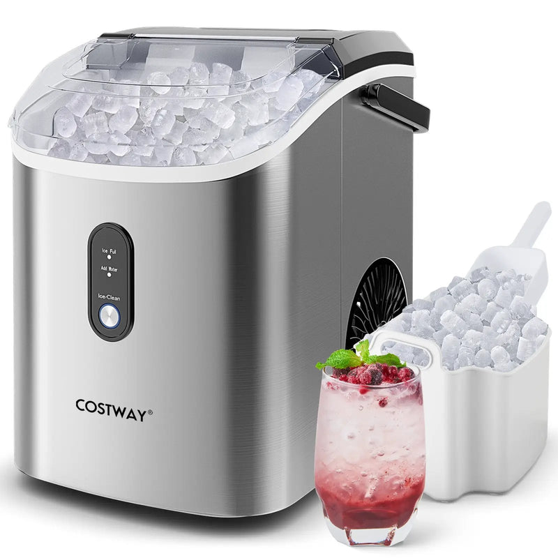 Nugget Countertop Ice Maker with Soft Chewable Pellet Ice-Silver by DirectDeals