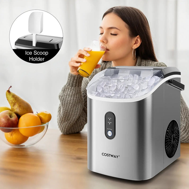 Nugget Countertop Ice Maker with Soft Chewable Pellet Ice-Silver by DirectDeals