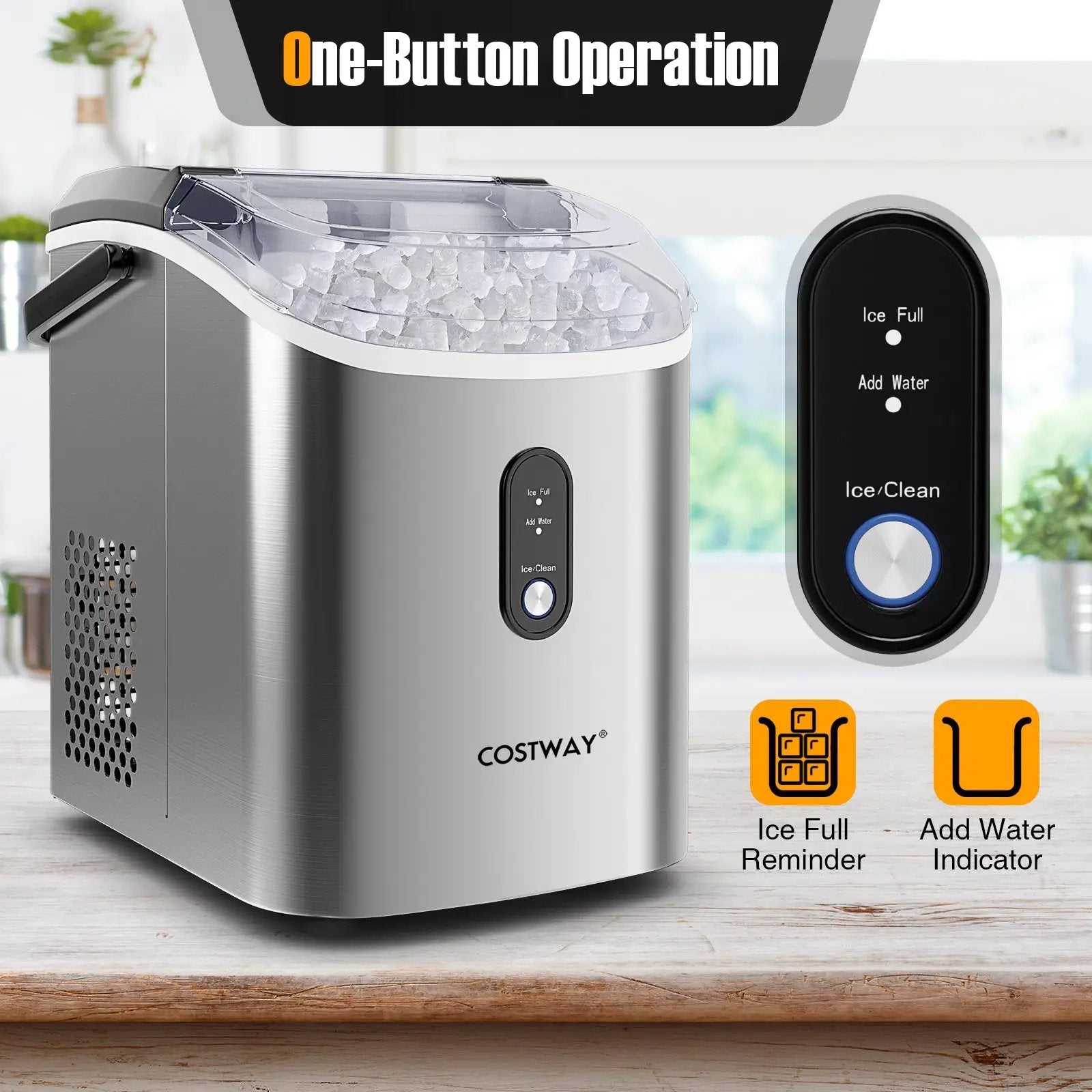Nugget Countertop Ice Maker with Soft Chewable Pellet Ice-Silver by DirectDeals