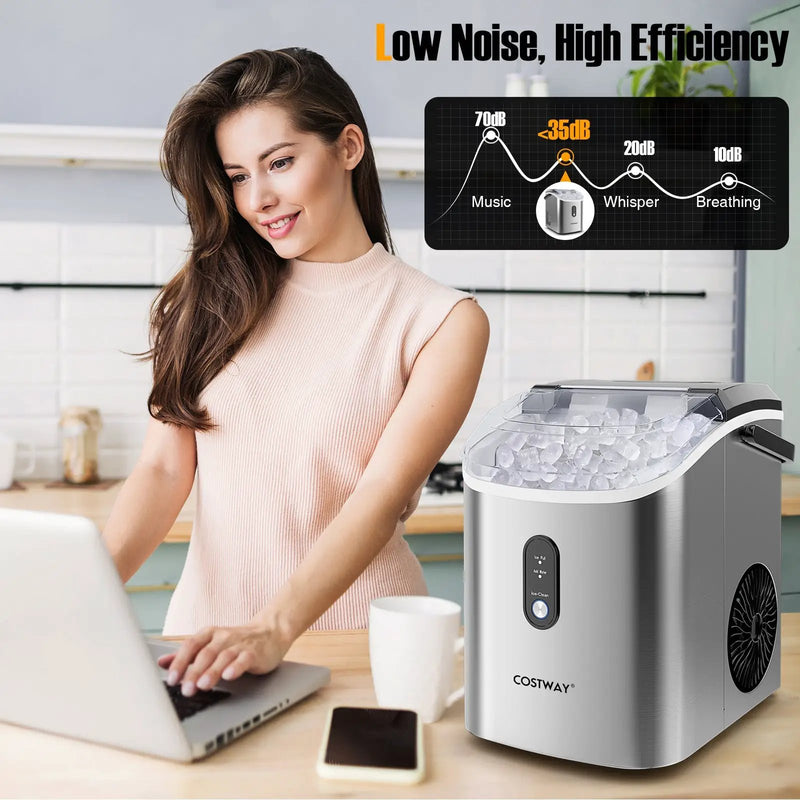 Nugget Countertop Ice Maker with Soft Chewable Pellet Ice-Silver by DirectDeals