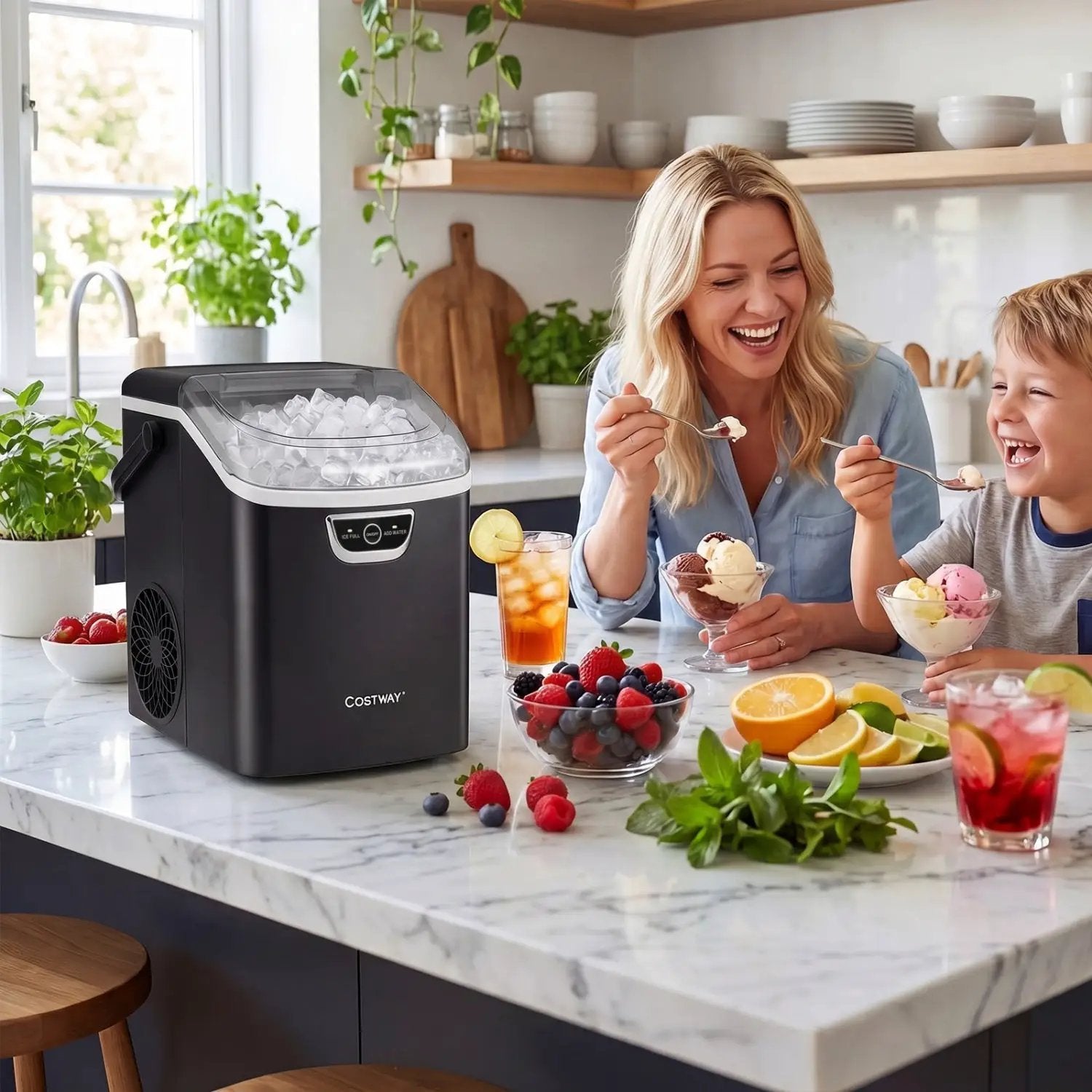 Nugget Ice Maker Countertop with Audible Ice Full Alarm by DirectDeals