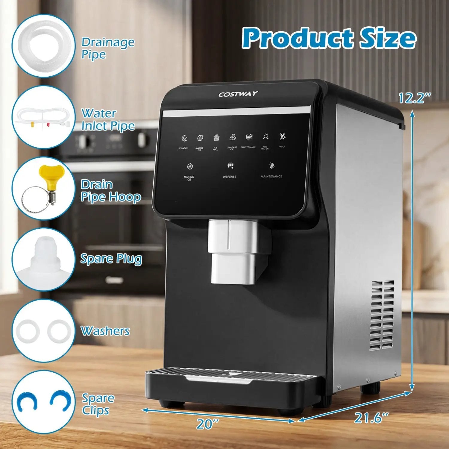Nugget Ice Maker with Self Dispensing 80 LBS Per Day Chewable Pellet Ice Machine by DirectDeals