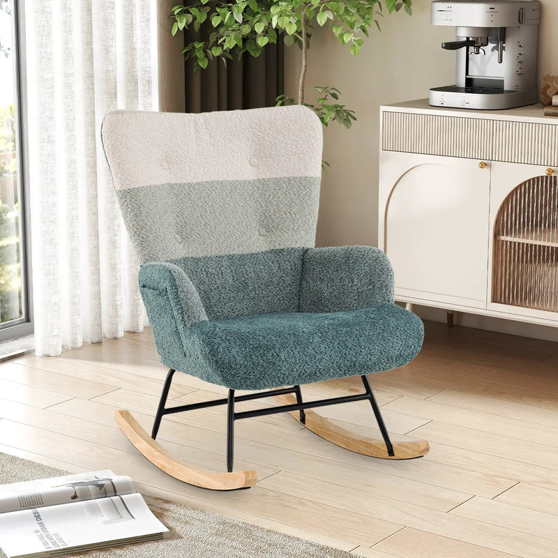 Nursery Rocking Chair with Ergonomic Armrests and High Backrest by DirectDeals