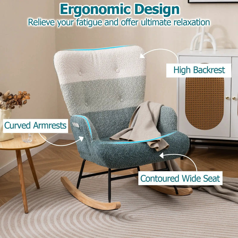 Nursery Rocking Chair with Ergonomic Armrests and High Backrest by DirectDeals