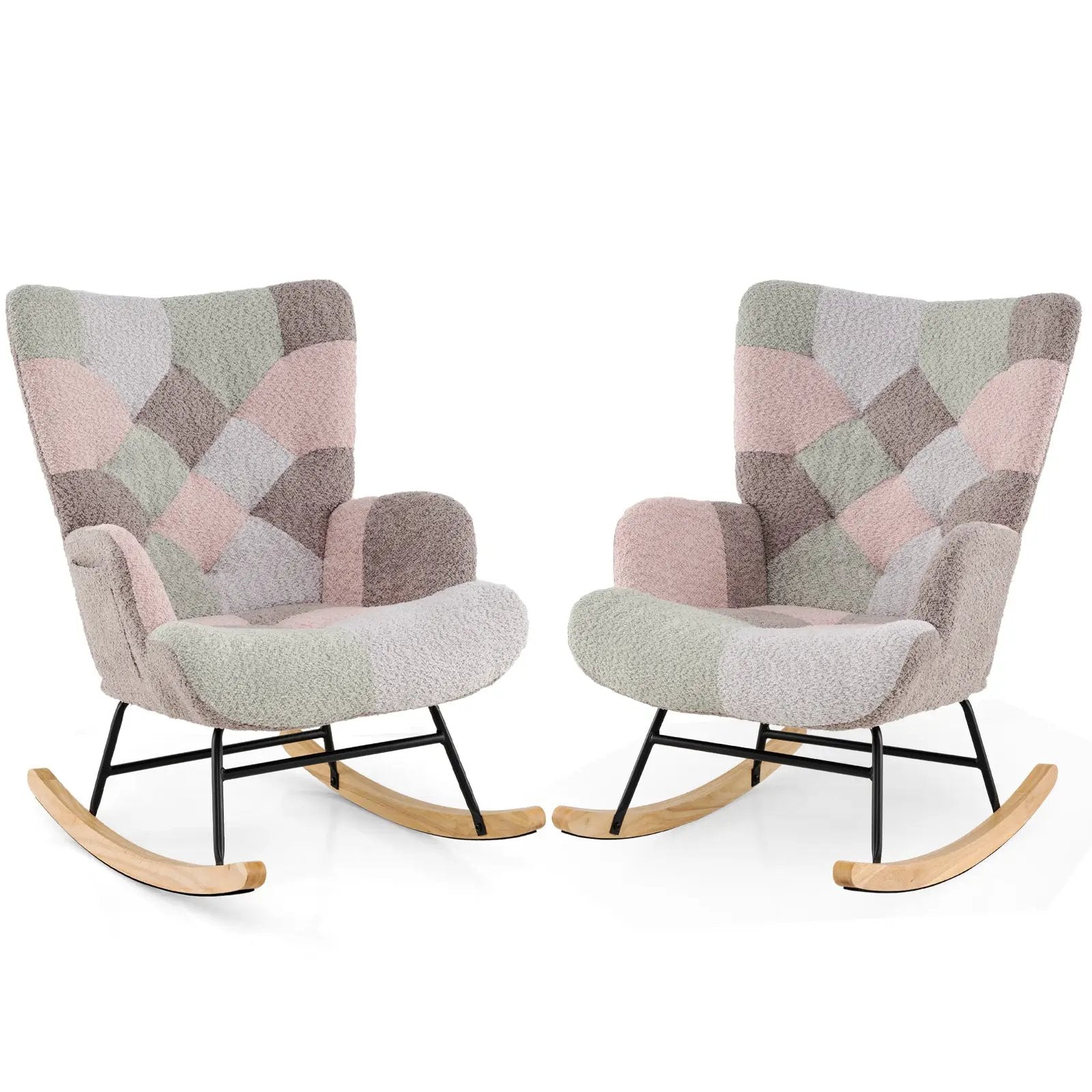 Nursery Rocking Chair with Ergonomic Armrests and High Backrest for Living Room by DirectDeals