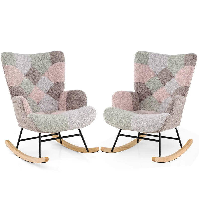 Nursery Rocking Chair with Ergonomic Armrests and High Backrest for Living Room by DirectDeals