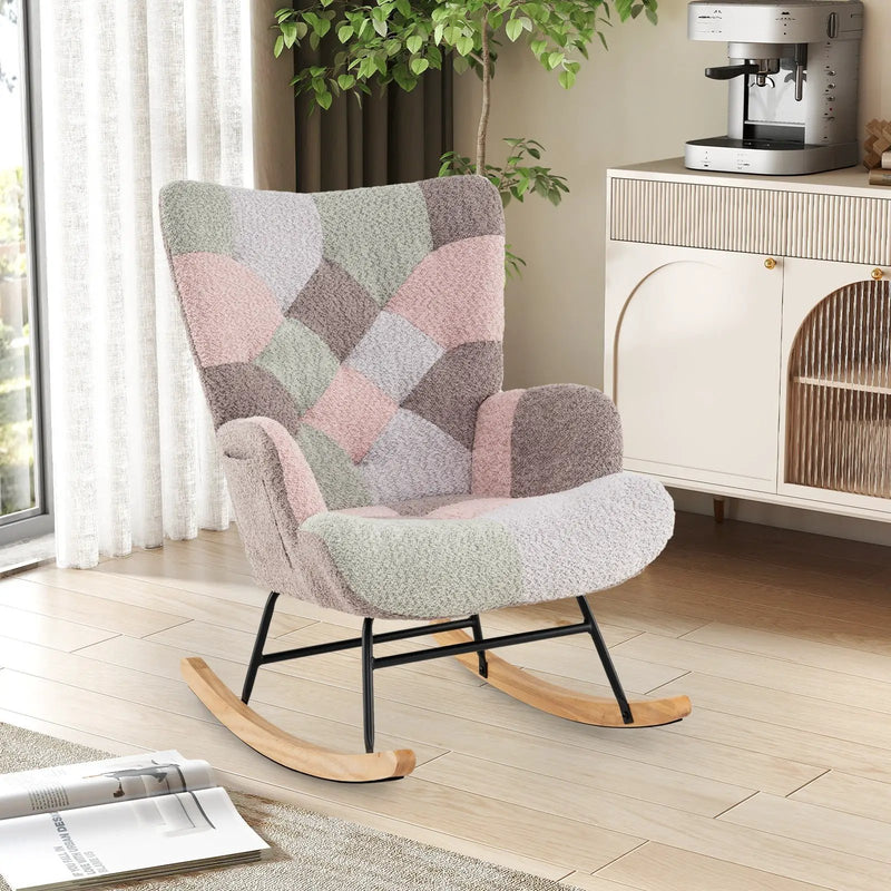 Nursery Rocking Chair with Ergonomic Armrests and High Backrest for Living Room by DirectDeals