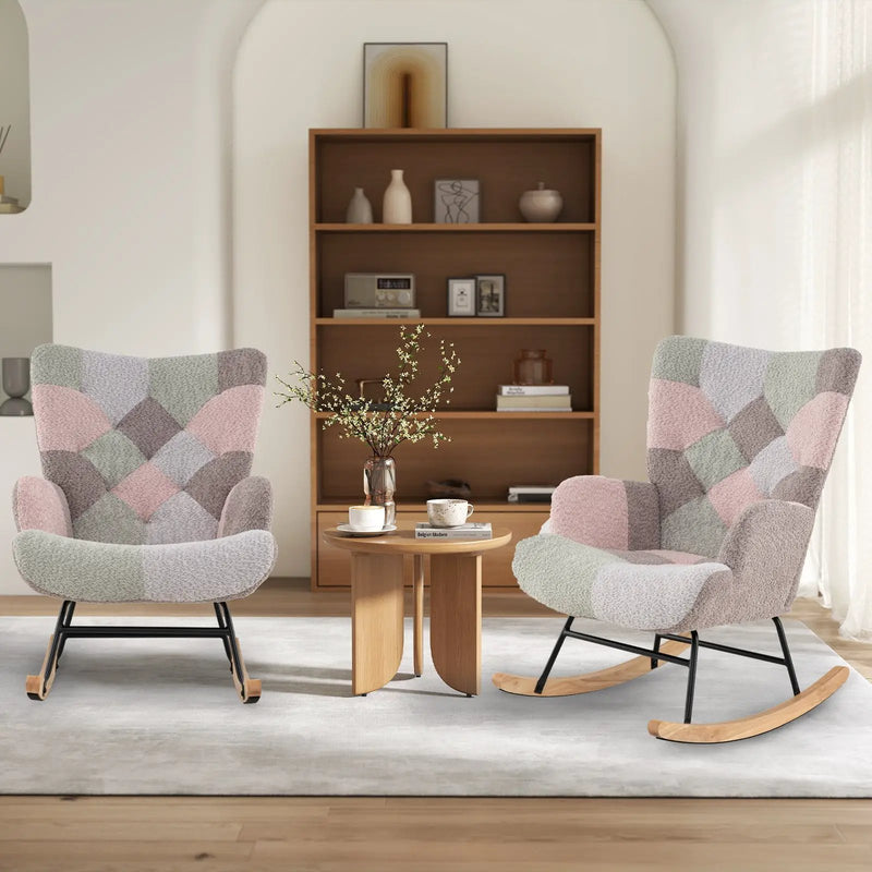 Nursery Rocking Chair with Ergonomic Armrests and High Backrest for Living Room by DirectDeals