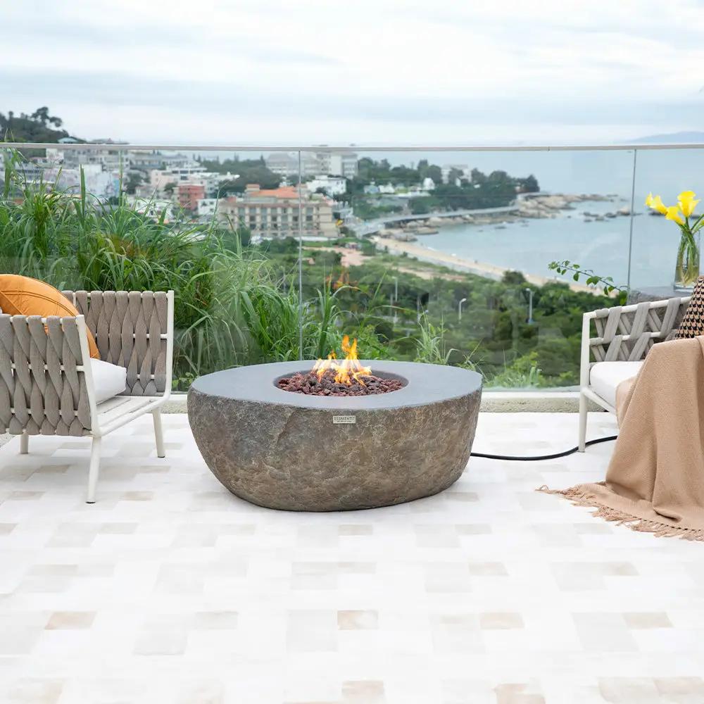 Outdoor Boulder Fire Pit Table - Select Fuel Type by EnvelorHome