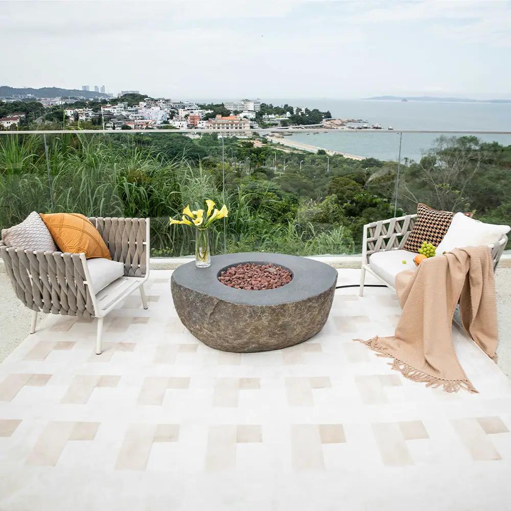 Outdoor Boulder Fire Pit Table - Select Fuel Type by EnvelorHome