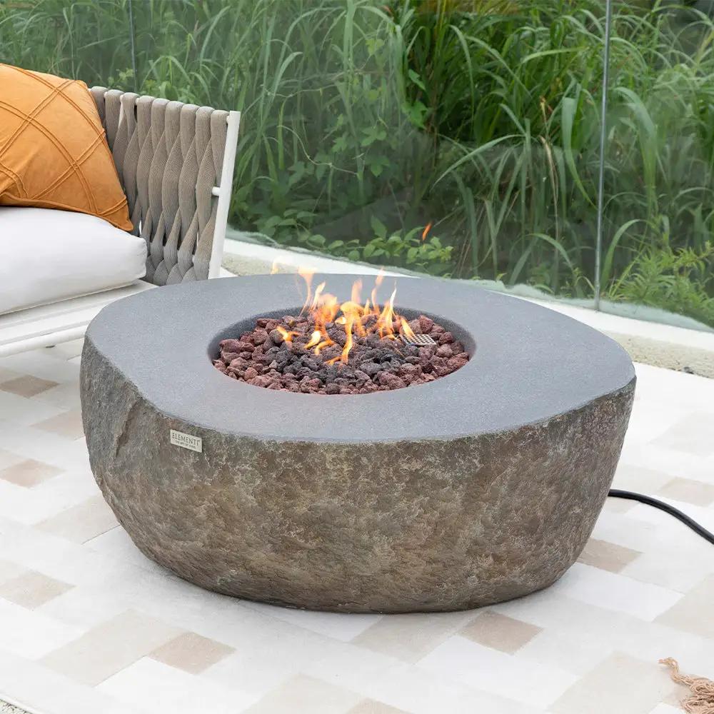 Outdoor Boulder Fire Pit Table - Select Fuel Type by EnvelorHome