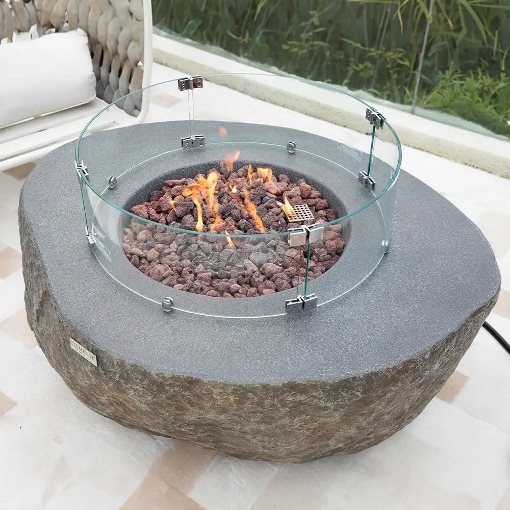 Outdoor Boulder Fire Pit Table - Select Fuel Type by EnvelorHome