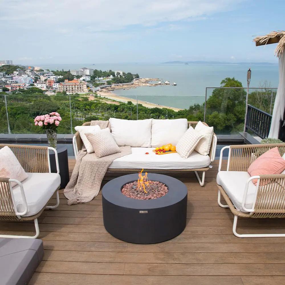 Venice Outdoor Firepit Table - 34 Inches - Select Fuel Type by EnvelorHome