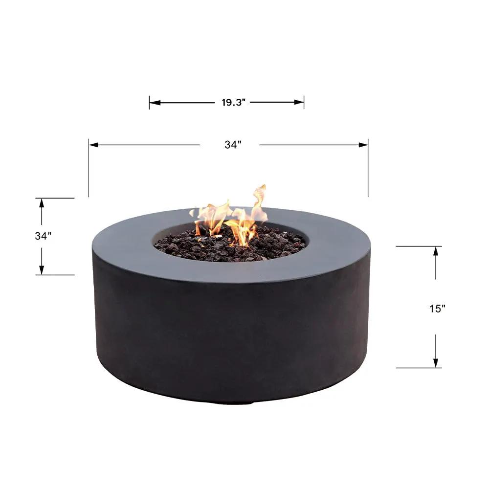 Venice Outdoor Firepit Table - 34 Inches - Select Fuel Type by EnvelorHome