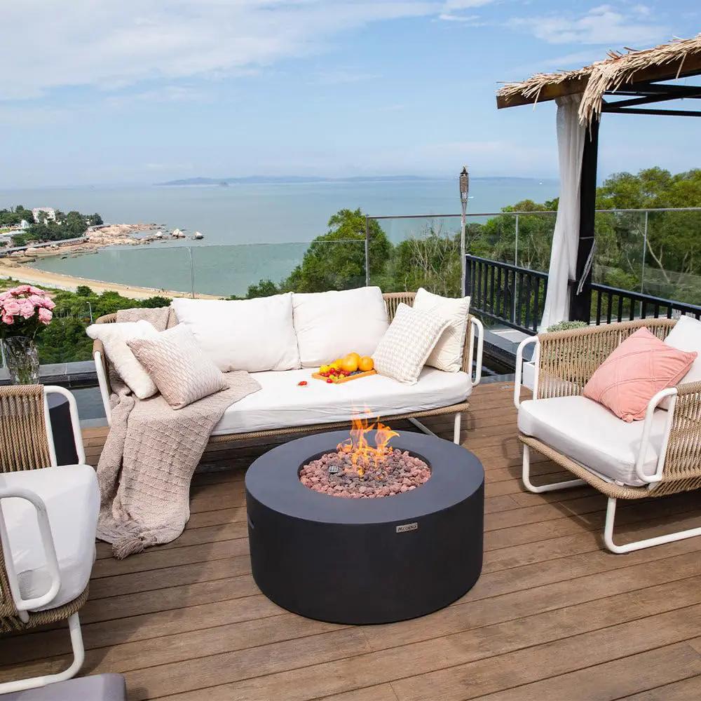 Venice Outdoor Firepit Table - 34 Inches - Select Fuel Type by EnvelorHome