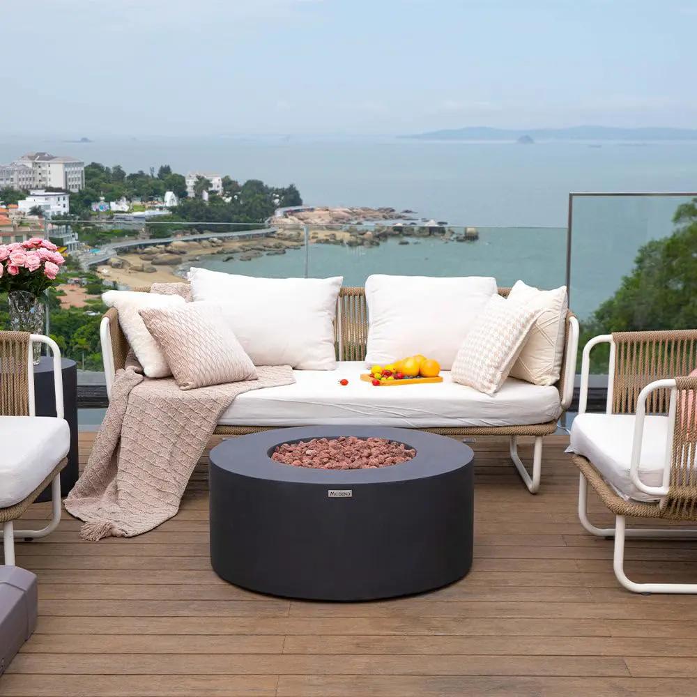 Venice Outdoor Firepit Table - 34 Inches - Select Fuel Type by EnvelorHome