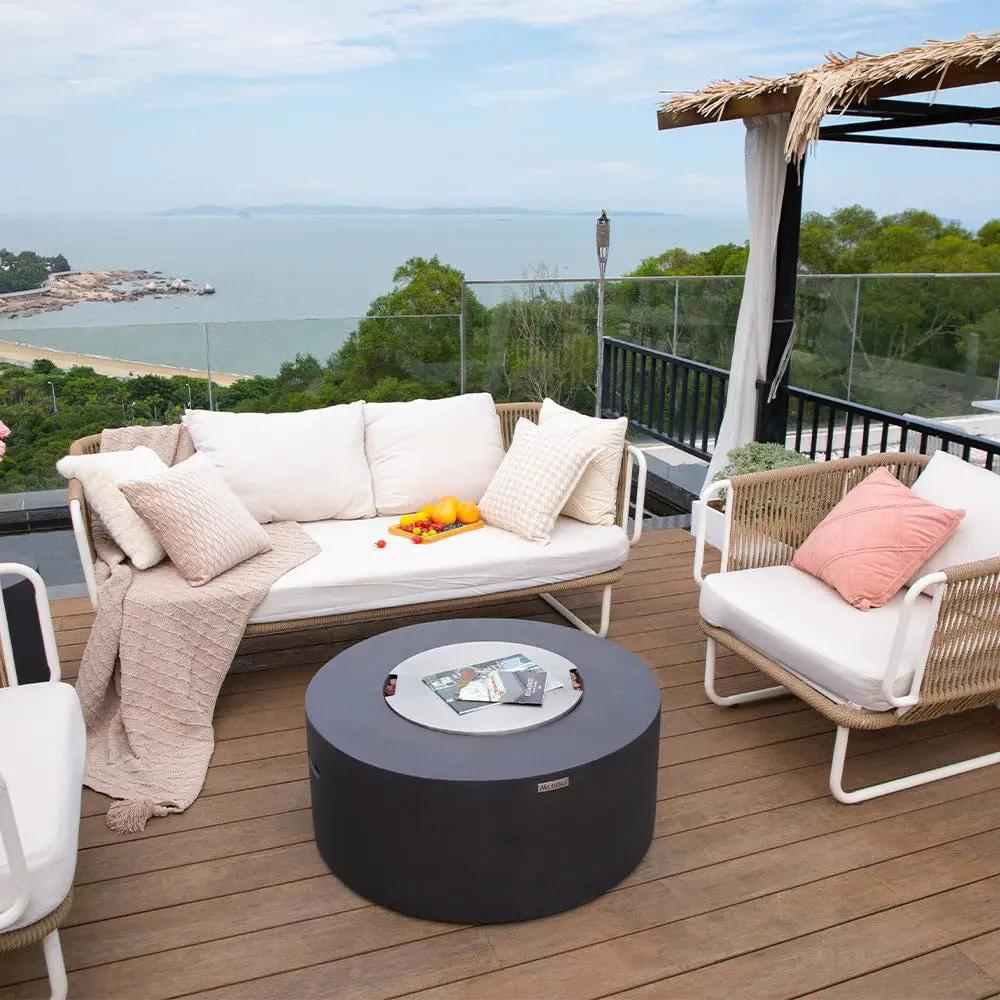 Venice Outdoor Firepit Table - 34 Inches - Select Fuel Type by EnvelorHome