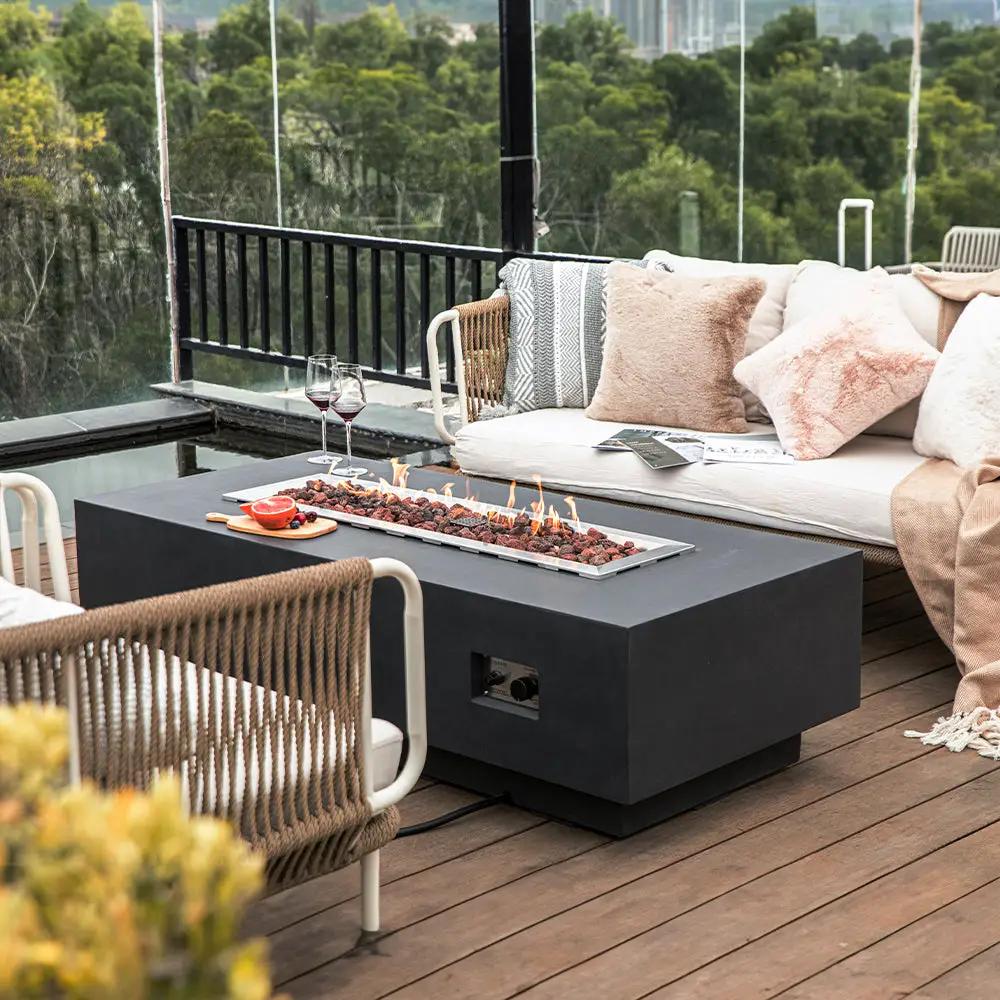 Granville Outdoor Dark Grey Fire Pit Table - Select Fuel Type by EnvelorHome