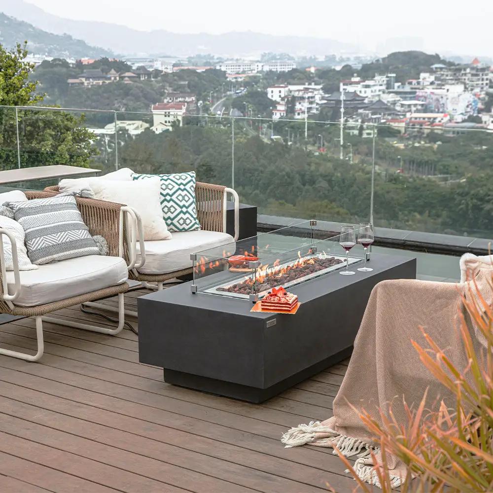 Granville Outdoor Dark Grey Fire Pit Table - Select Fuel Type by EnvelorHome