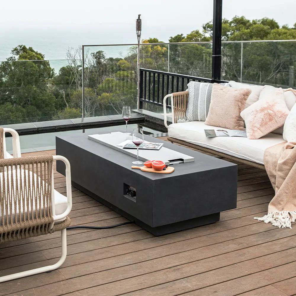 Granville Outdoor Dark Grey Fire Pit Table - Select Fuel Type by EnvelorHome