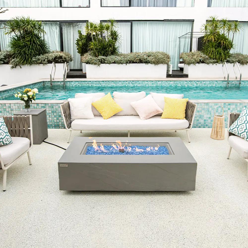 Meteora Outdoor Space Grey Fire Pit Table - Select Fuel Type by EnvelorHome