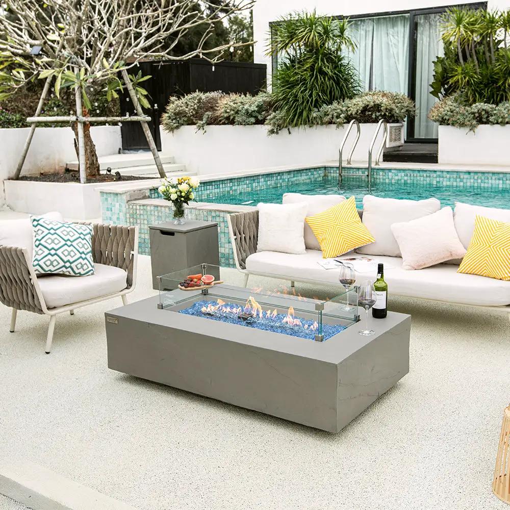 Meteora Outdoor Space Grey Fire Pit Table - Select Fuel Type by EnvelorHome