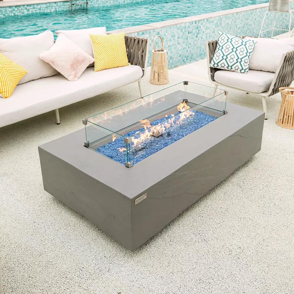 Meteora Outdoor Space Grey Fire Pit Table - Select Fuel Type by EnvelorHome