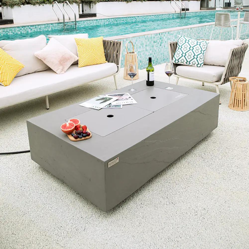 Meteora Outdoor Space Grey Fire Pit Table - Select Fuel Type by EnvelorHome