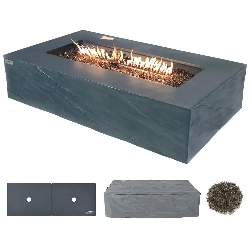 Capetown Outdoor Slate Black Fire Pit Table - Select Fuel Type by EnvelorHome