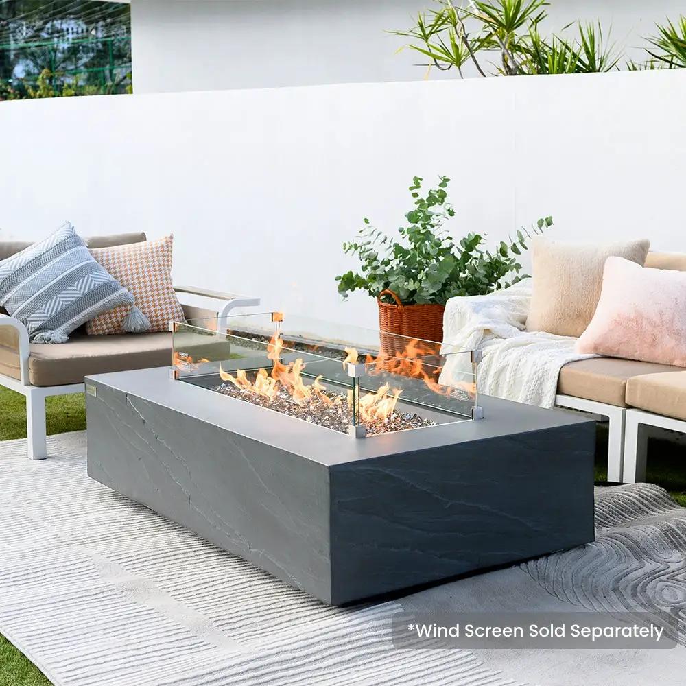 Capetown Outdoor Slate Black Fire Pit Table - Select Fuel Type by EnvelorHome