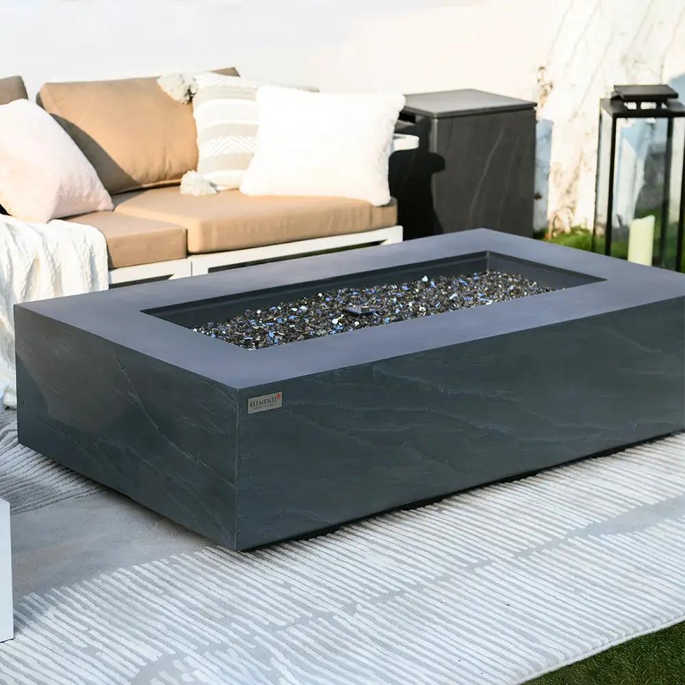 Capetown Outdoor Slate Black Fire Pit Table - Select Fuel Type by EnvelorHome