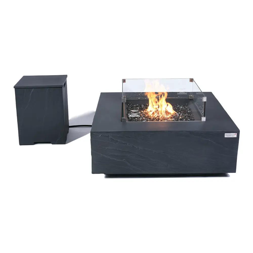 Roraima Outdoor Slate Black Fire Pit Table - Select Fuel Type by EnvelorHome