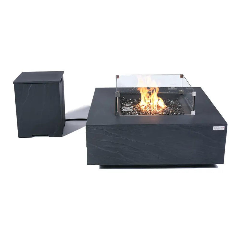 Roraima Outdoor Slate Black Fire Pit Table - Select Fuel Type by EnvelorHome