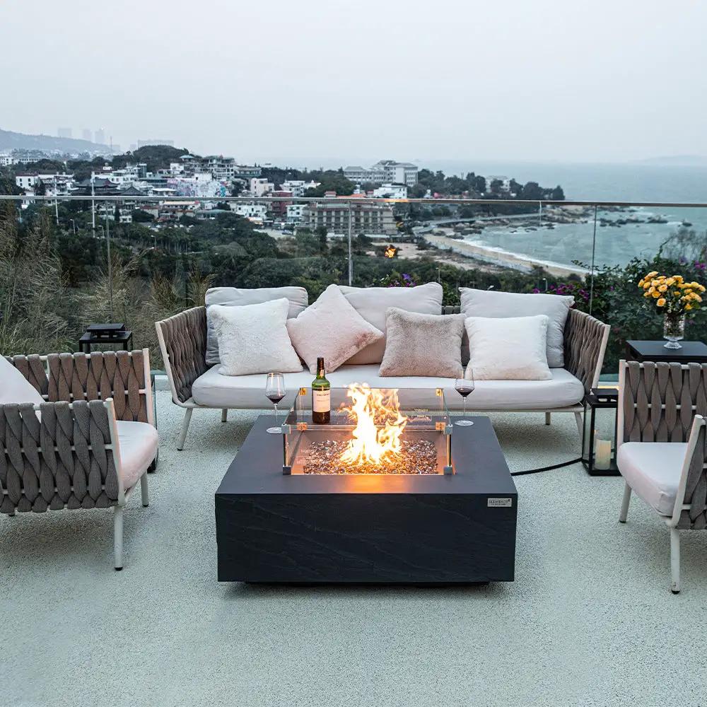 Roraima Outdoor Slate Black Fire Pit Table - Select Fuel Type by EnvelorHome