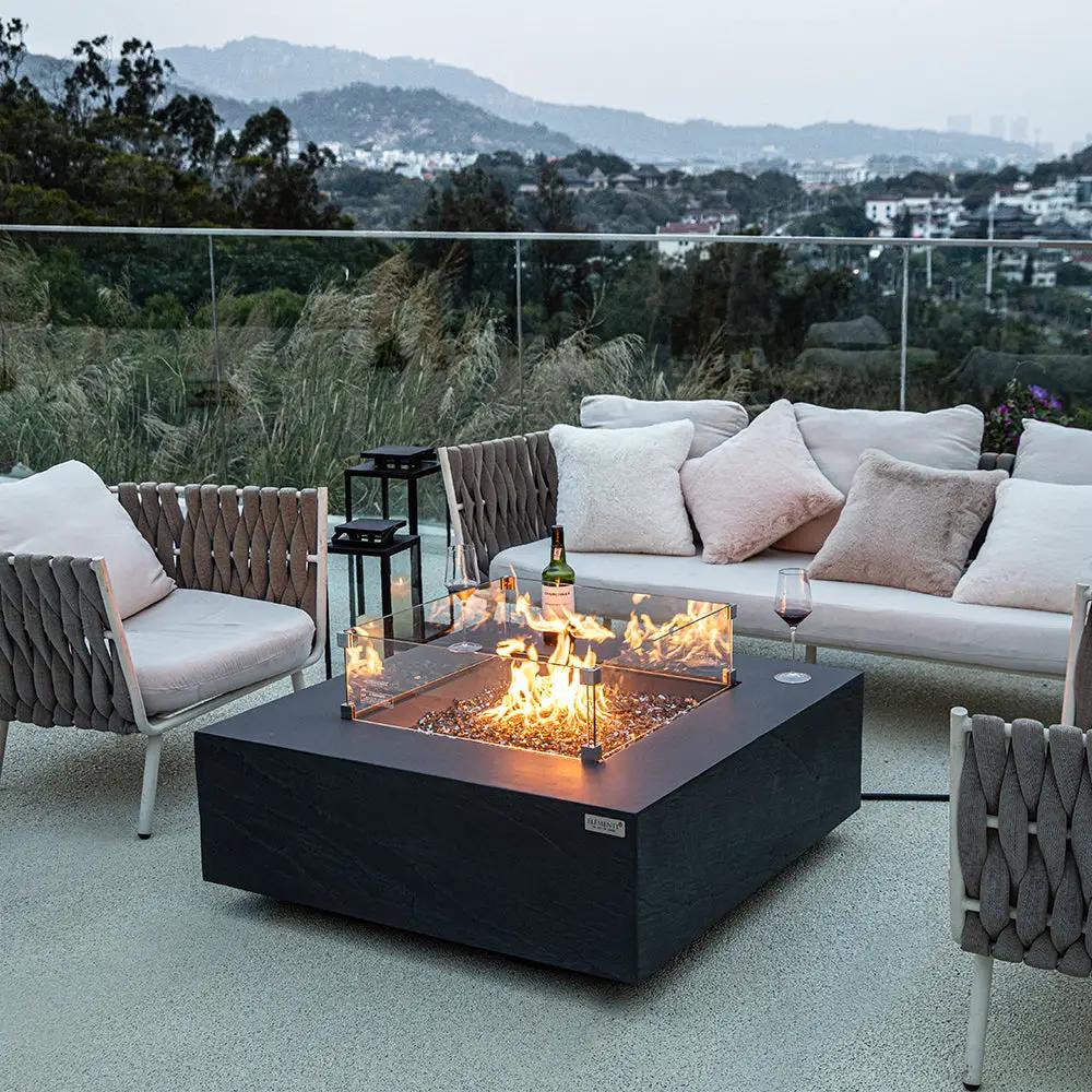 Roraima Outdoor Slate Black Fire Pit Table - Select Fuel Type by EnvelorHome
