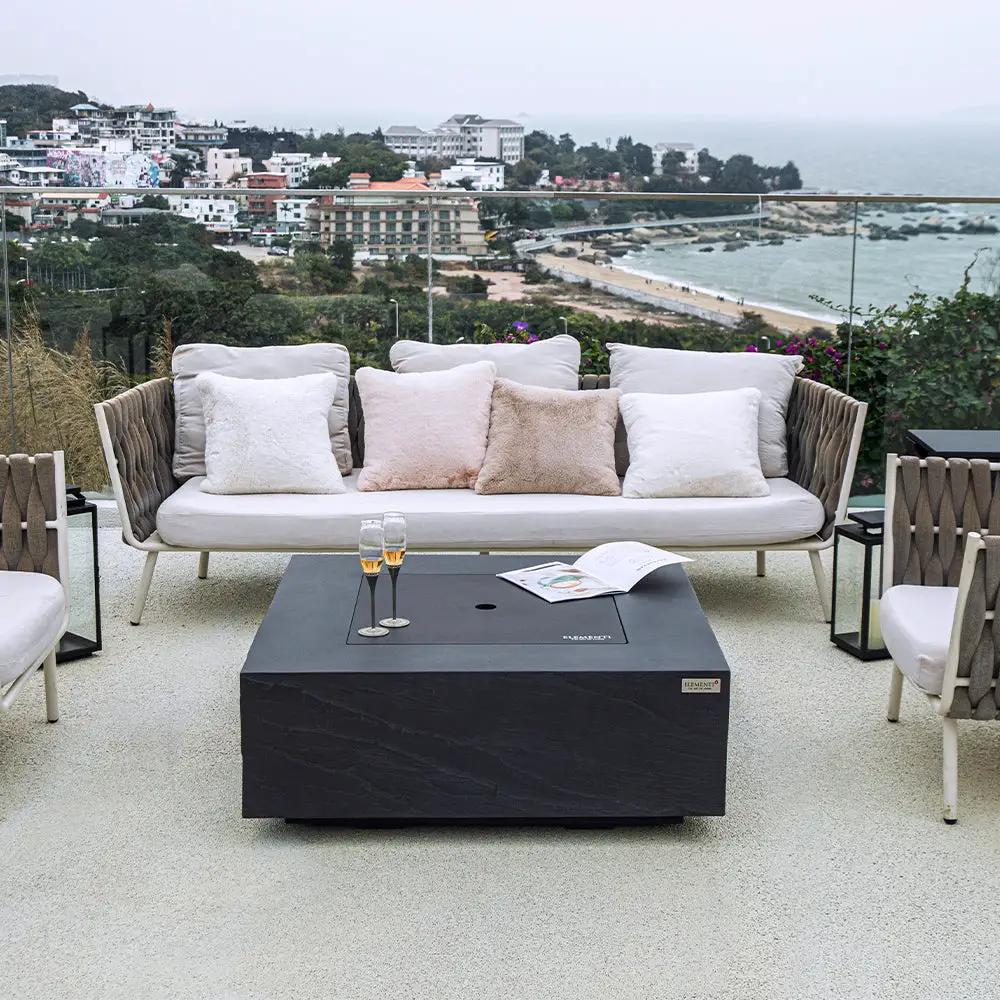 Roraima Outdoor Slate Black Fire Pit Table - Select Fuel Type by EnvelorHome