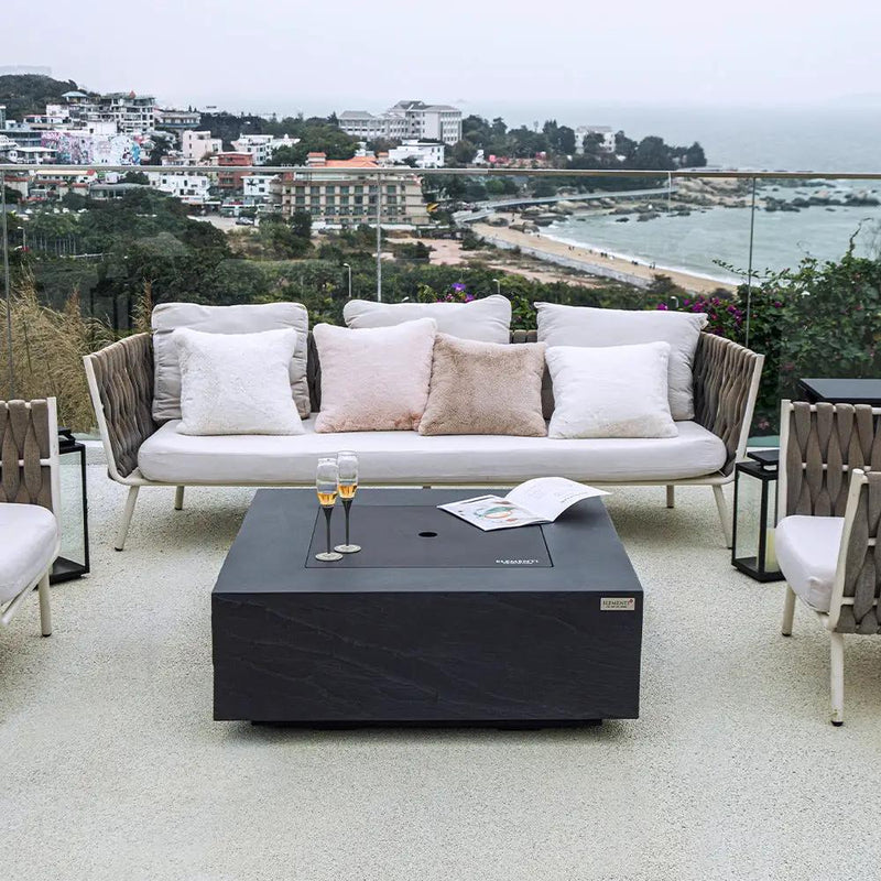 Roraima Outdoor Slate Black Fire Pit Table - Select Fuel Type by EnvelorHome