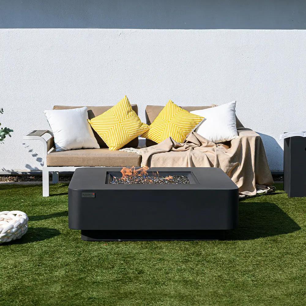 Bergamo Outdoor Dark Grey Fire Pit Table - Select Fuel Type by EnvelorHome