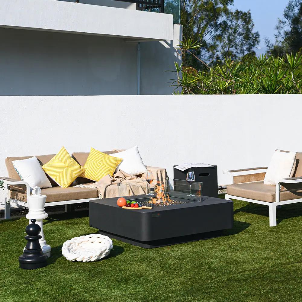 Bergamo Outdoor Dark Grey Fire Pit Table - Select Fuel Type by EnvelorHome