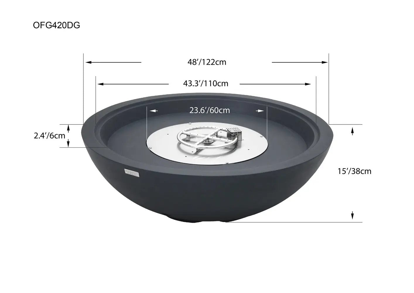 Elementi Plus Rose Bowl Fire Pit, 48 x 48 Inches by EnvelorHome