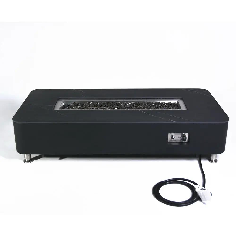 Valencia Outdoor Bulgaria Black Fire Pit Table - Select Fuel Type by EnvelorHome