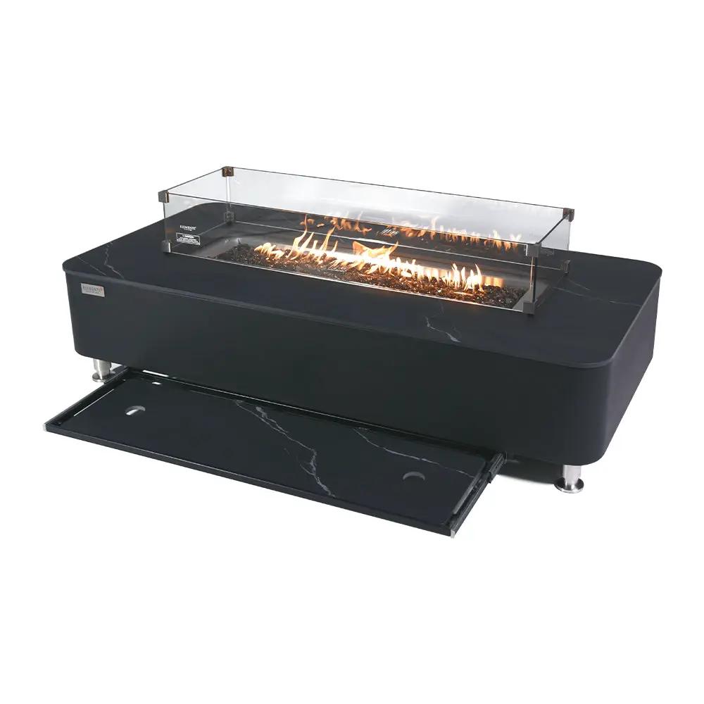 Valencia Outdoor Bulgaria Black Fire Pit Table - Select Fuel Type by EnvelorHome