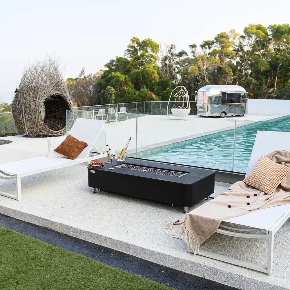 Valencia Outdoor Bulgaria Black Fire Pit Table - Select Fuel Type by EnvelorHome