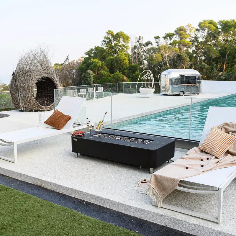Valencia Outdoor Bulgaria Black Fire Pit Table - Select Fuel Type by EnvelorHome