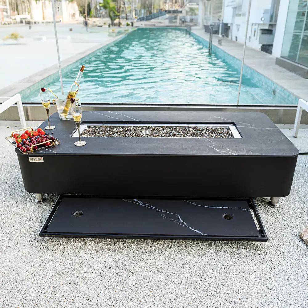 Valencia Outdoor Bulgaria Black Fire Pit Table - Select Fuel Type by EnvelorHome