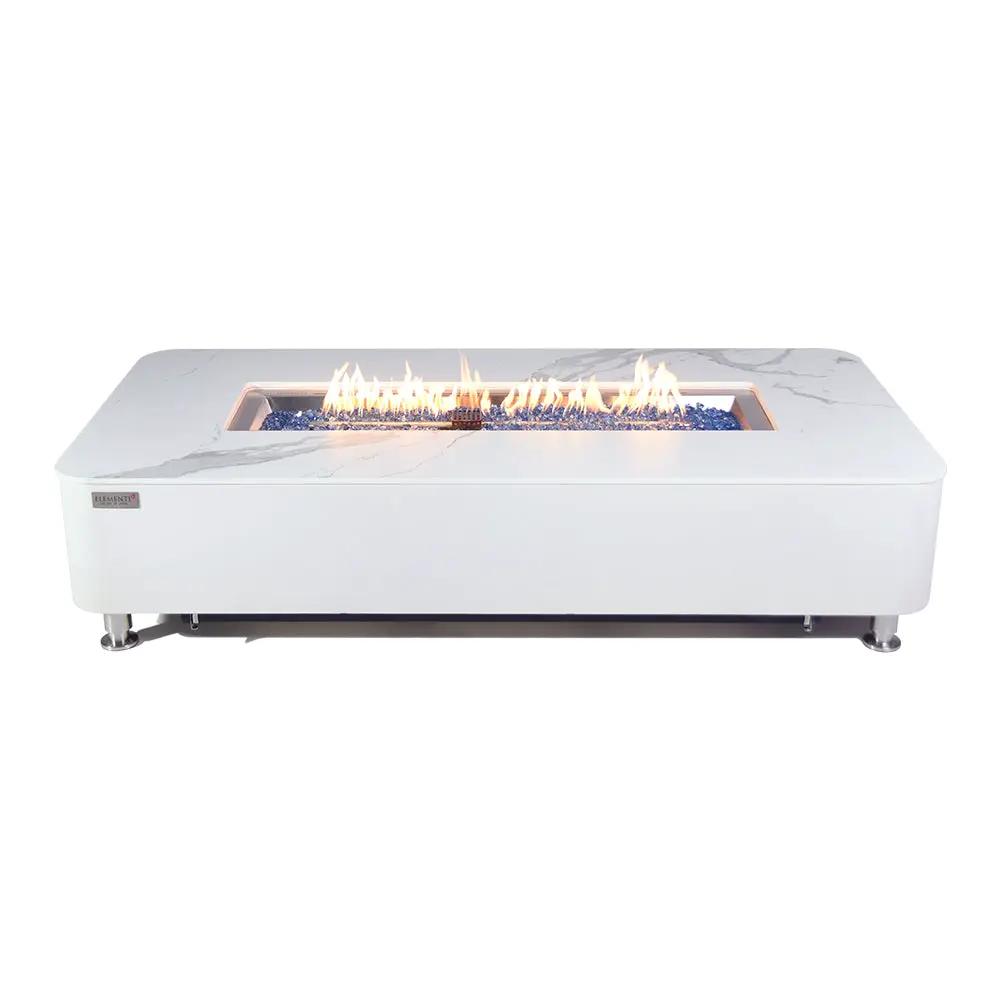 Athens Outdoor Bianco White Fire Pit Table - Select Fuel Type by EnvelorHome