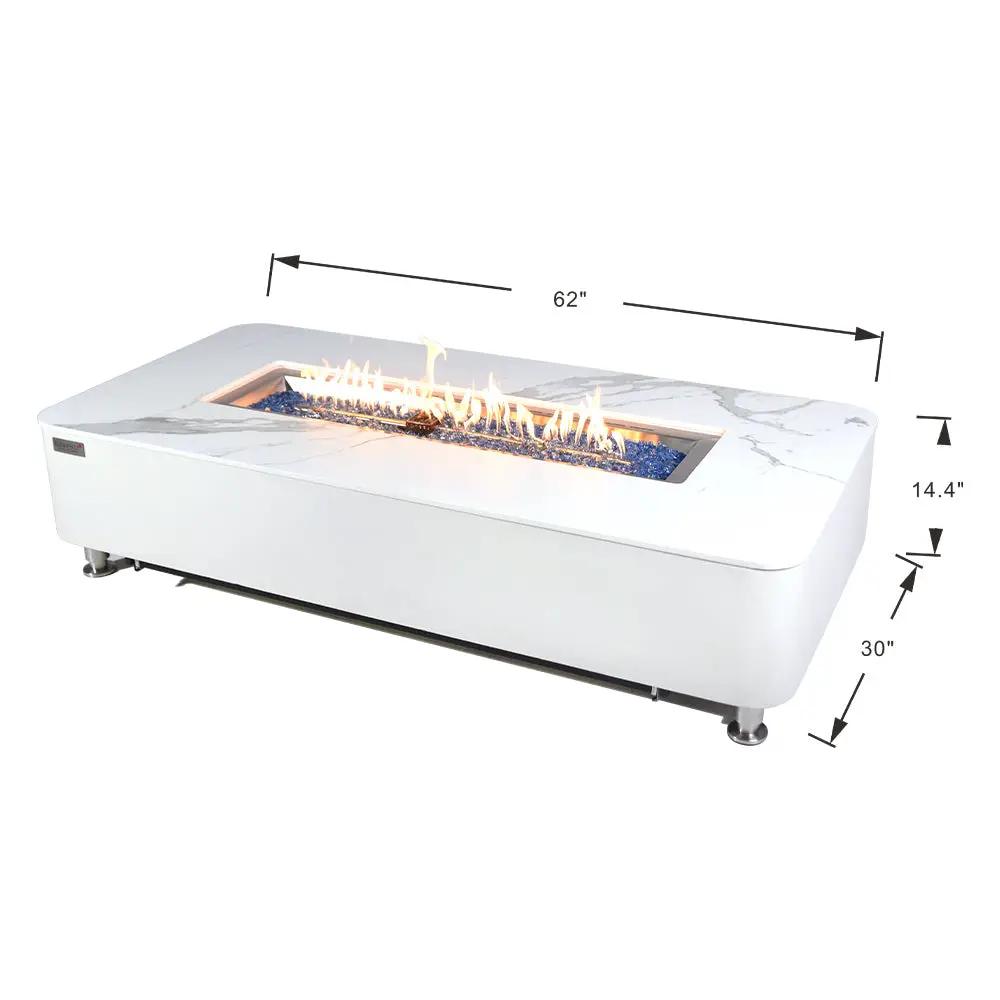 Athens Outdoor Bianco White Fire Pit Table - Select Fuel Type by EnvelorHome