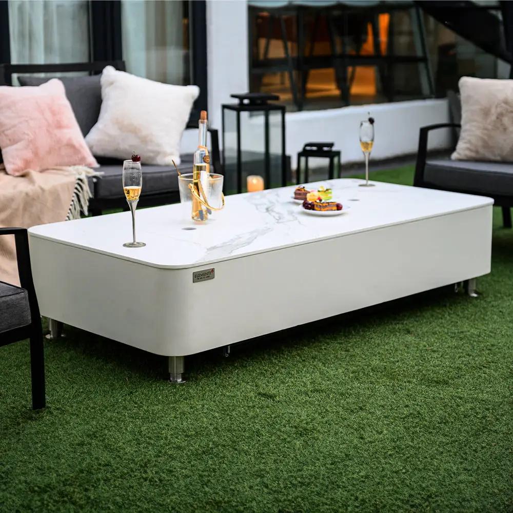 Athens Outdoor Bianco White Fire Pit Table - Select Fuel Type by EnvelorHome