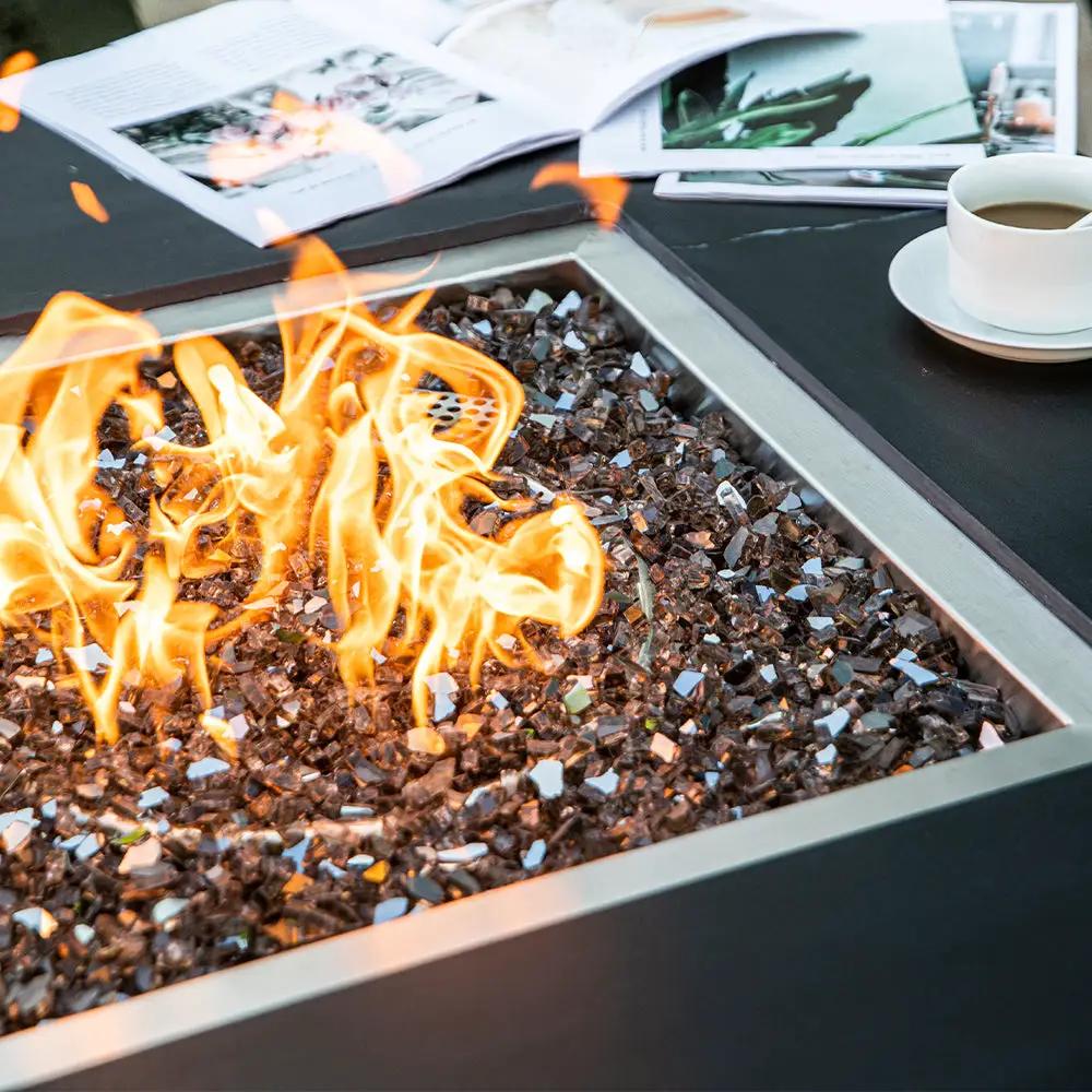 Sofia Outdoor Bulgaria Black Fire Pit Table - Select Fuel Type by EnvelorHome